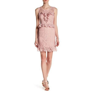Romeo & Juliet Couture Blush Pink Sleeveless Lace Ruffle Cocktail Mini Dress